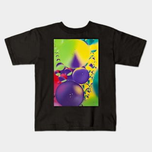 Colorful close up of oil drops in water Kids T-Shirt